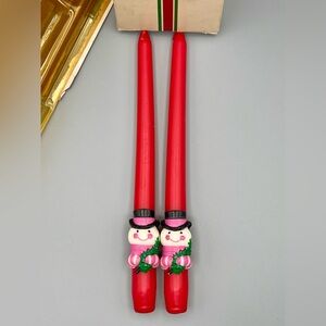 Christmas Snowman design Taper Candles 2pk